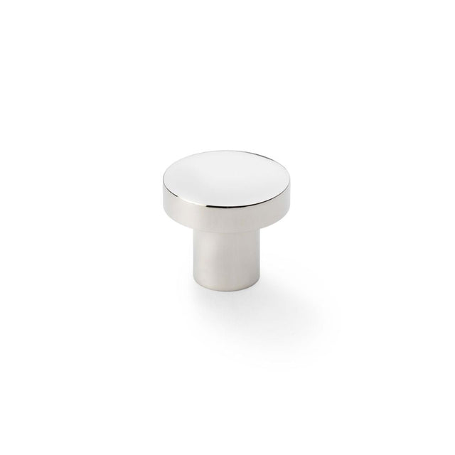 This is an image showing Alexander & Wilks Hanover Plain Cupboard Knob - Polished Nickel - Knob 30mm aw821-30-pn available to order from T.H Wiggans Ironmongery in Kendal, quick delivery and discounted prices.