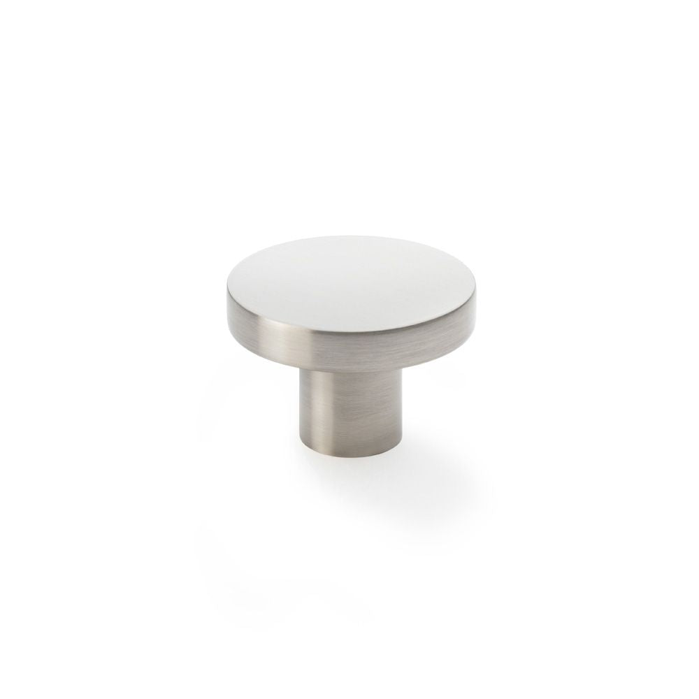 This is an image showing Alexander & Wilks Hanover Plain Cupboard Knob - Satin Nickel - Knob 38mm aw821-38-sn available to order from T.H Wiggans Ironmongery in Kendal, quick delivery and discounted prices.