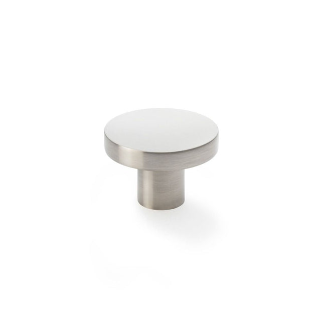 This is an image showing Alexander & Wilks Hanover Plain Cupboard Knob - Satin Nickel - Knob 38mm aw821-38-sn available to order from T.H Wiggans Ironmongery in Kendal, quick delivery and discounted prices.