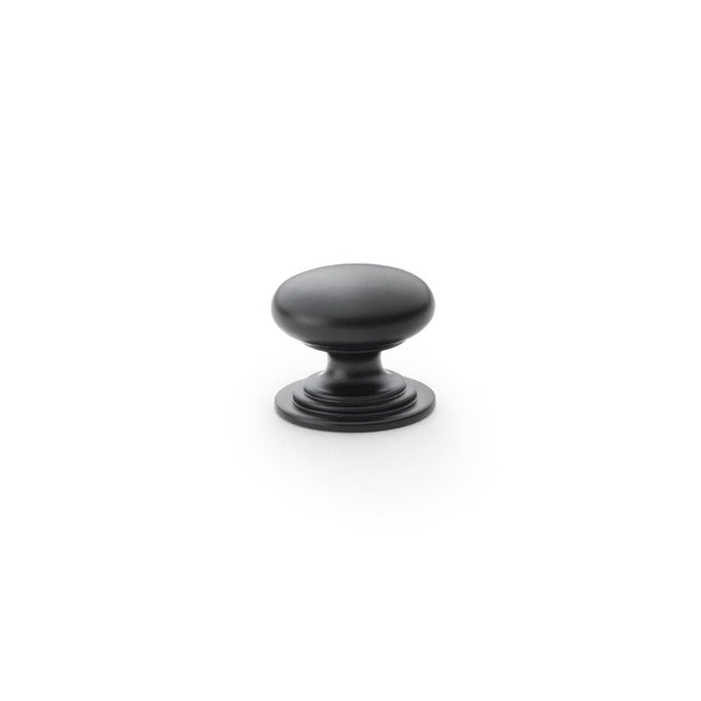 This is an image showing Alexander & Wilks Waltz Round Cupboard Knob on Stepped Rose - Black - 25mm aw825-25-bl available to order from T.H Wiggans Ironmongery in Kendal, quick delivery and discounted prices.