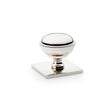 This is an image showing Alexander & Wilks Quantock Cupboard Knob on Square Backplate - Polished Nickel - 34mm aw826-34-pn available to order from T.H Wiggans Ironmongery in Kendal, quick delivery and discounted prices.