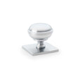 This is an image showing Alexander & Wilks Quantock Cupboard Knob on Square Backplate - Satin Chrome - 34mm aw826-34-sc available to order from T.H Wiggans Ironmongery in Kendal, quick delivery and discounted prices.