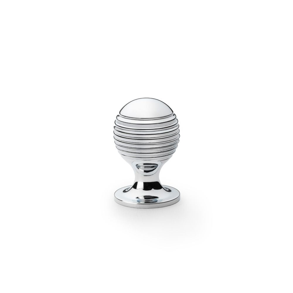 This is an image showing Alexander & Wilks Caesar Cupboard Knob on Round Rose - Polished Chrome - 25mm aw832-25-pc available to order from T.H Wiggans Ironmongery in Kendal, quick delivery and discounted prices.