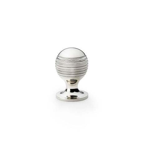 This is an image showing Alexander & Wilks Caesar Cupboard Knob on Round Rose - Polished Nickel - 25mm aw832-25-pn available to order from T.H Wiggans Ironmongery in Kendal, quick delivery and discounted prices.