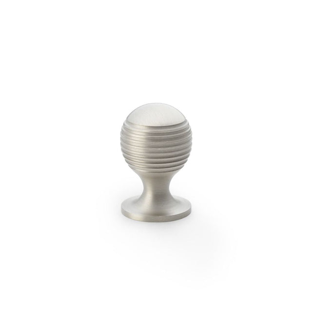 This is an image showing Alexander & Wilks Caesar Cupboard Knob on Round Rose - Satin Nickel - 25mm aw832-25-sn available to order from T.H Wiggans Ironmongery in Kendal, quick delivery and discounted prices.