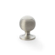 This is an image showing Alexander & Wilks Caesar Cupboard Knob on Round Rose - Satin Nickel - 32mm aw832-32-sn available to order from T.H Wiggans Ironmongery in Kendal, quick delivery and discounted prices.