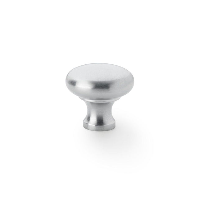 This is an image showing Alexander & Wilks Wade Round Cupboard Knob - Satin Chrome - 32mm aw836-32-sc available to order from T.H Wiggans Ironmongery in Kendal, quick delivery and discounted prices.