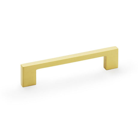 This is an image showing Alexander & Wilks Marco Cupboard Pull Handle - Satin Brass - 128mm aw837-128-sb available to order from T.H Wiggans Ironmongery in Kendal, quick delivery and discounted prices.