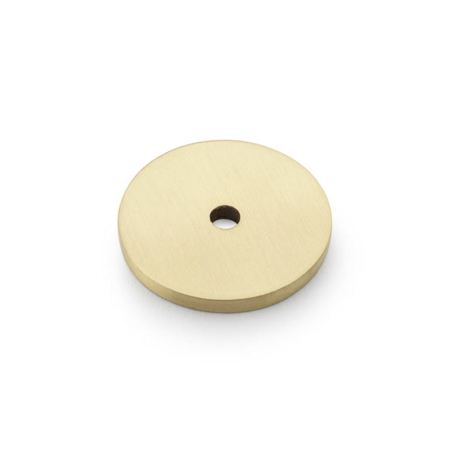 This is an image showing Alexander & Wilks Circular Backplate - Satin Brass - Diameter 30mm aw895-30-sb available to order from T.H Wiggans Ironmongery in Kendal, quick delivery and discounted prices.