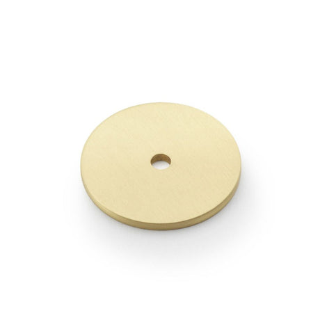 This is an image showing Alexander & Wilks Circular Backplate - Satin Brass - Diameter 35mm aw895-35-sb available to order from T.H Wiggans Ironmongery in Kendal, quick delivery and discounted prices.