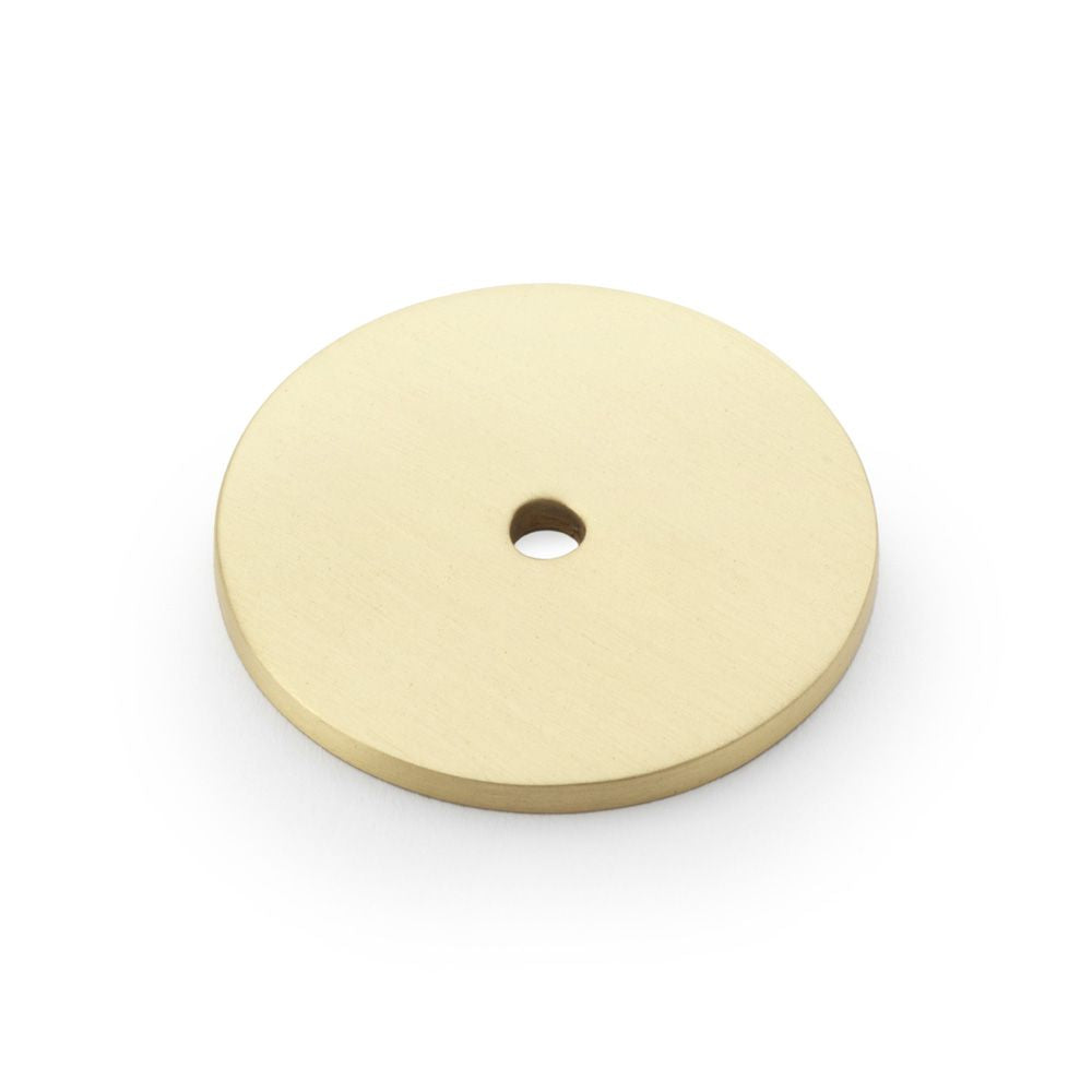 This is an image showing Alexander & Wilks Circular Backplate - Satin Brass - Diameter 40mm aw895-40-sb available to order from T.H Wiggans Ironmongery in Kendal, quick delivery and discounted prices.