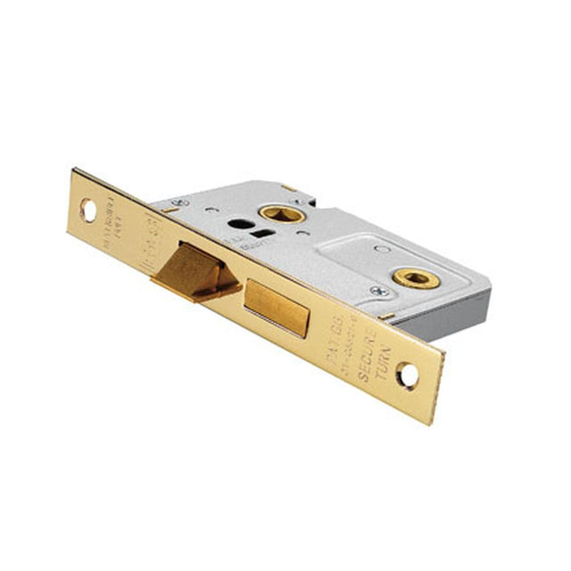 This is an image of a Eurospec - Easi-T Residential Bathroom Lock 65mm - Electro Brassed that is availble to order from T.H Wiggans Architectural Ironmongery in Kendal.