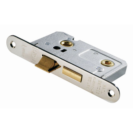 This is an image of a Eurospec - Easi-T Residential Bathroom Lock 65mm Radius - Nickel Plate that is availble to order from T.H Wiggans Architectural Ironmongery in Kendal.