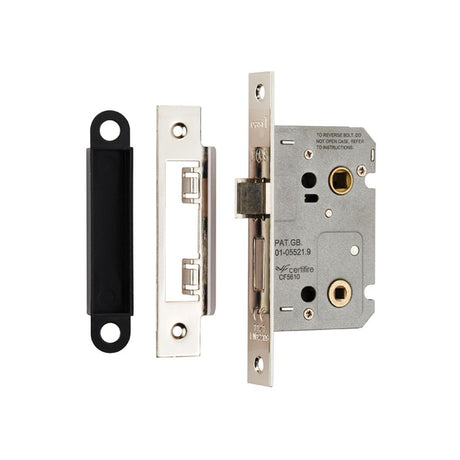 This is an image of a Eurospec - Easi-T Residential Bathroom Lock 65mm - Nickel Plate that is availble to order from T.H Wiggans Architectural Ironmongery in Kendal.