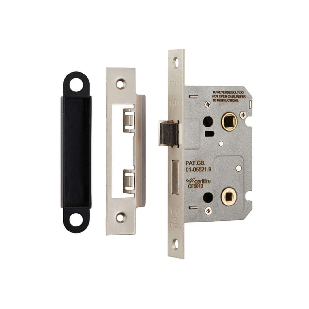 This is an image of a Eurospec - Easi-T Residential Bathroom Lock 65mm - Satin Nickel that is availble to order from T.H Wiggans Architectural Ironmongery in Kendal.