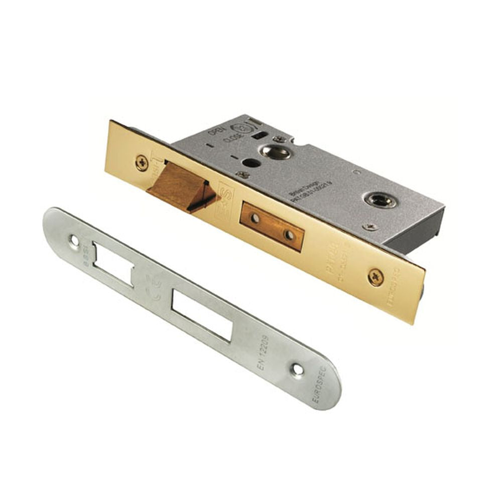 This is an image of a Eurospec - Bathroom Lock Radius 76mm - Satin Stainless Steel that is availble to order from T.H Wiggans Architectural Ironmongery in Kendal.