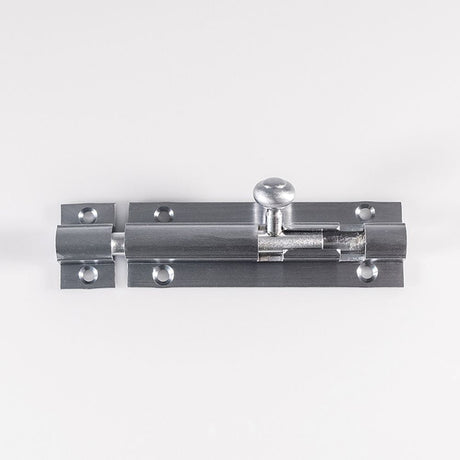 This is an image of a Carlisle Brass - Barrel Bolt 102mm - Satin Chrome that is availble to order from T.H Wiggans Architectural Ironmongery in Kendal in Kendal.