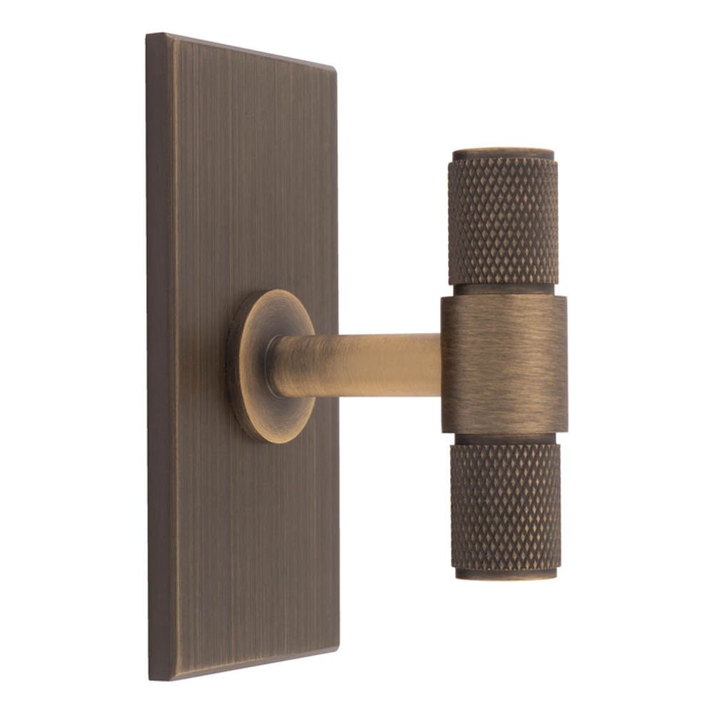 This is an image of a Carlisle Brass - Knurled T-Bar on backplate that is availble to order from T.H Wiggans Architectural Ironmongery in Kendal in Kendal.