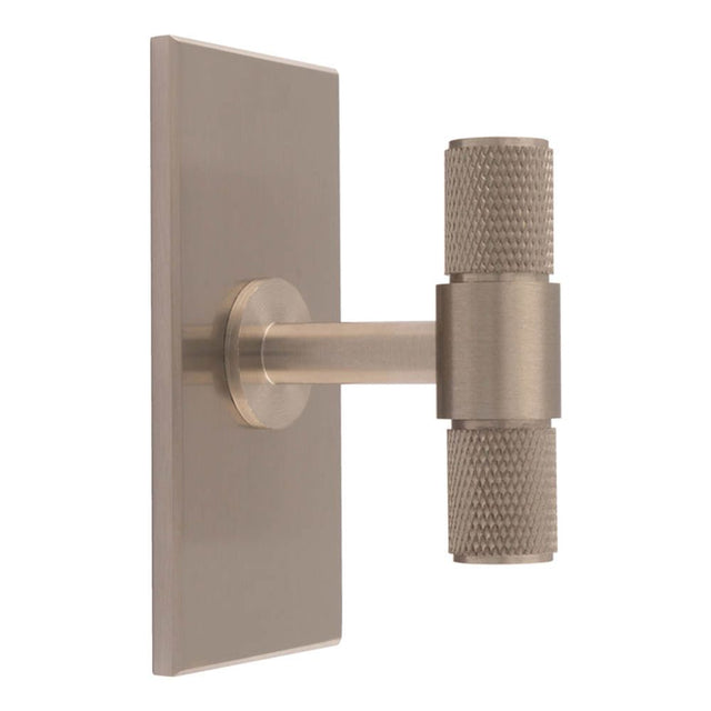 This is an image of a Carlisle Brass - Knurled T-Bar on backplate that is availble to order from T.H Wiggans Architectural Ironmongery in Kendal in Kendal.