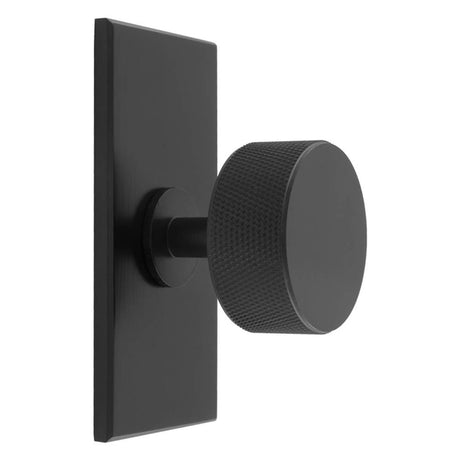 This is an image of a Carlisle Brass - Knurled Radio Knob on Backplate that is availble to order from T.H Wiggans Architectural Ironmongery in Kendal in Kendal.