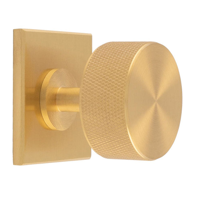 This is an image of a Carlisle Brass - Knurled Radio Knob on Backplate that is availble to order from T.H Wiggans Architectural Ironmongery in Kendal in Kendal.