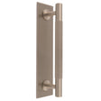 This is an image of a Carlisle Brass - Lines Pull Handles on backplate that is availble to order from T.H Wiggans Architectural Ironmongery in Kendal in Kendal.