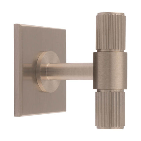 This is an image of a Carlisle Brass - Lines T-Bar Knob on Backplate that is availble to order from T.H Wiggans Architectural Ironmongery in Kendal in Kendal.