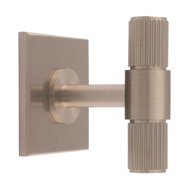 This is an image of a Carlisle Brass - Lines T-Bar Knob on Backplate that is availble to order from T.H Wiggans Architectural Ironmongery in Kendal in Kendal.