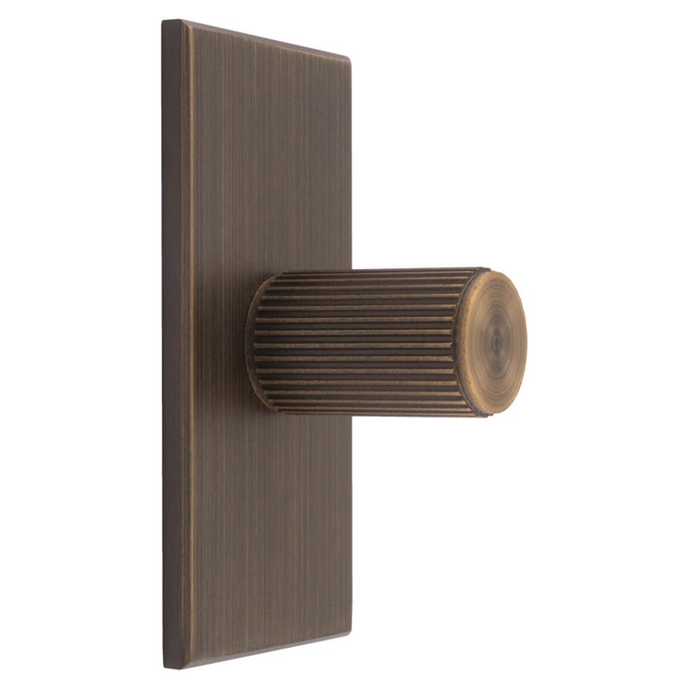 This is an image of a Carlisle Brass - Lines Cylinder Knob on Backplate that is availble to order from T.H Wiggans Architectural Ironmongery in Kendal in Kendal.