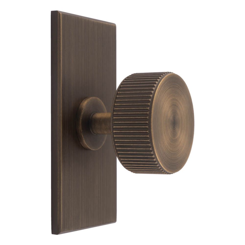 This is an image of a Carlisle Brass - Lines Radio Knob on Backplate that is availble to order from T.H Wiggans Architectural Ironmongery in Kendal in Kendal.