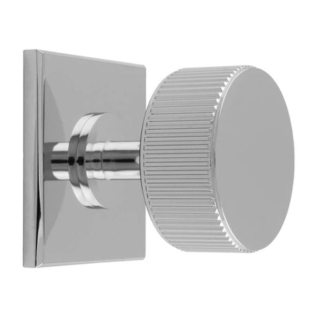 This is an image of a Carlisle Brass - Lines Radio Knob on Backplate that is availble to order from T.H Wiggans Architectural Ironmongery in Kendal in Kendal.