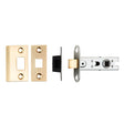 This is an image of a Eurospec - 64Mm Ce B/T Tubular Mortice Latch Square - Satin Brass that is availble to order from T.H Wiggans Architectural Ironmongery in Kendal.