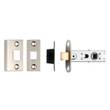 This is an image of a Eurospec - 64Mm Ce B/T Tubular Mortice Latch Square - Satin Nickel that is availble to order from T.H Wiggans Architectural Ironmongery in Kendal.