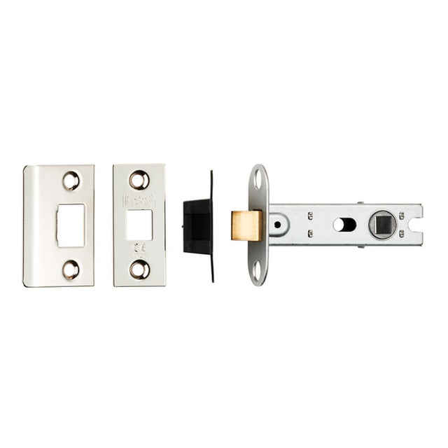 This is an image of a Eurospec - 76Mm Ce B/T Tubular Mortice Latch Square - Nickel Plate that is availble to order from T.H Wiggans Architectural Ironmongery in Kendal.