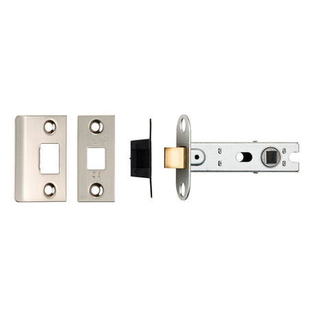 This is an image of a Eurospec - 76Mm Ce B/T Tubular Mortice Latch Square - Satin Nickel that is availble to order from T.H Wiggans Architectural Ironmongery in Kendal.