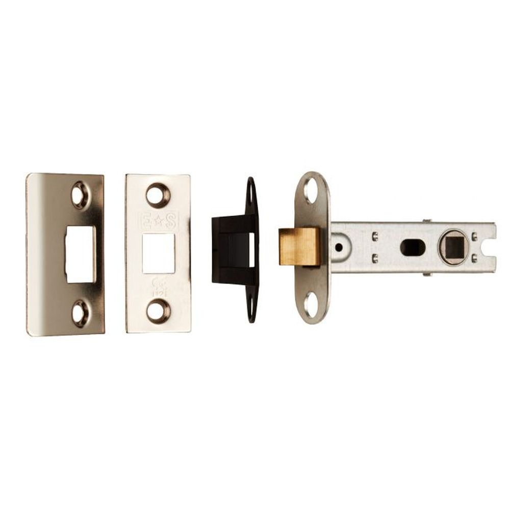This is an image of a Carlisle Brass - Square Tubular Latch Bolt Through 76mm - Nickel Plate that is availble to order from T.H Wiggans Architectural Ironmongery in Kendal.