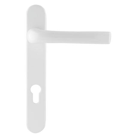 This is an image of a Mila - Standard Security Door Handle 220mm White bx050308 that is availble to order from T.H Wiggans Ironmongery in Kendal.