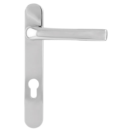 This is an image of a Mila - STANDARD SECURITY DOOR HANDLE 220mm - Polished Chrome bx050309 that is availble to order from T.H Wiggans Ironmongery in Kendal.