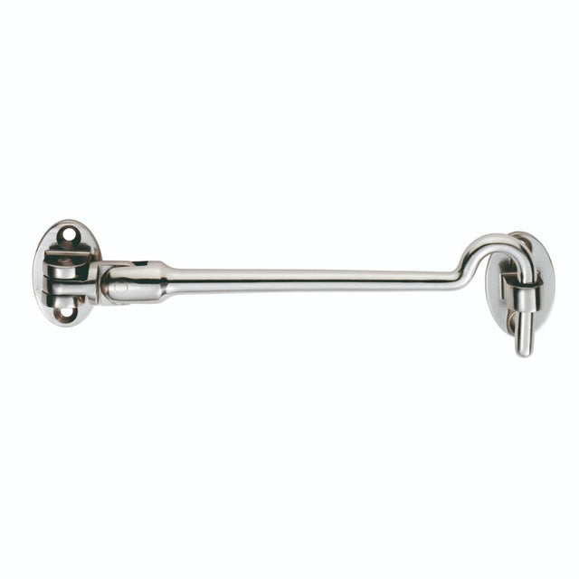 This is an image of a Eurospec - Silent Pattern Cabin Hook 200mm - Bright Stainless Steel that is availble to order from T.H Wiggans Architectural Ironmongery in Kendal in Kendal.