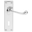 This is an image of Carlisle Brass - Victorian Scroll Lever on Lock Backplate - Polished Chrome available to order from T.H Wiggans Architectural Ironmongery in Kendal, quick delivery and discounted prices.