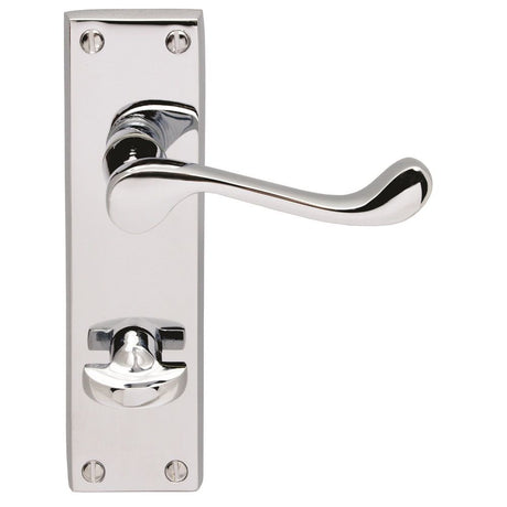 This is an image of Carlisle Brass - Victorian Scroll Lever on WC Backplate - Polished Chrome available to order from T.H Wiggans Architectural Ironmongery in Kendal, quick delivery and discounted prices.