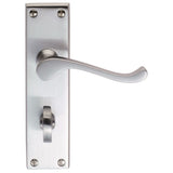 This is an image of Carlisle Brass - Victorian Scroll Lever on WC Backplate - Satin Chrome available to order from T.H Wiggans Architectural Ironmongery in Kendal, quick delivery and discounted prices.