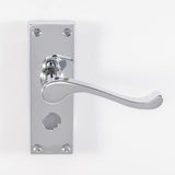 This is an image of Carlisle Brass - Contract Victorian Scroll Lever on Privacy Backplate - Polished available to order from T.H Wiggans Architectural Ironmongery in Kendal, quick delivery and discounted prices.