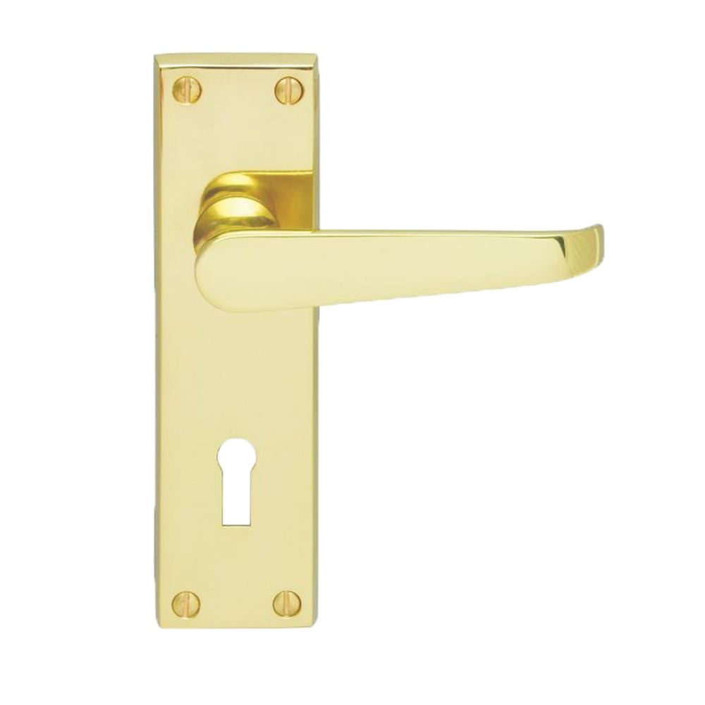 This is an image of Carlisle Brass - Contract Victorian Lever on Lock Backplate - Polished Brass available to order from T.H Wiggans Architectural Ironmongery in Kendal, quick delivery and discounted prices.