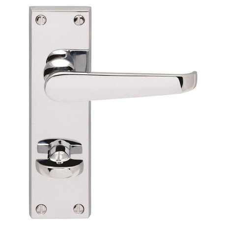 This is an image of Carlisle Brass - Victorian Lever on WC Bathroom Backplate - Polished Chrome available to order from T.H Wiggans Architectural Ironmongery in Kendal, quick delivery and discounted prices.