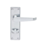 This is an image of Carlisle Brass - Contract Victorian Lever on WC Backplate - Satin Chrome available to order from T.H Wiggans Architectural Ironmongery in Kendal, quick delivery and discounted prices.