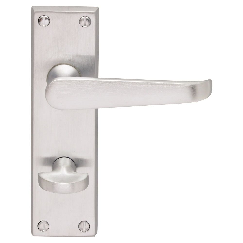 This is an image of Carlisle Brass - Victorian Lever on WC Bathroom Backplate - Satin Chrome available to order from T.H Wiggans Architectural Ironmongery in Kendal, quick delivery and discounted prices.