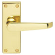 This is an image of Carlisle Brass - Victorian Lever on Latch Backplate - Polished Brass available to order from T.H Wiggans Architectural Ironmongery in Kendal, quick delivery and discounted prices.