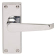 This is an image of Carlisle Brass - Victorian Lever on Latch Backplate - Polished Chrome available to order from T.H Wiggans Architectural Ironmongery in Kendal, quick delivery and discounted prices.