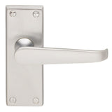 This is an image of Carlisle Brass - Victorian Lever on Latch Backplate - Satin Chrome available to order from T.H Wiggans Architectural Ironmongery in Kendal, quick delivery and discounted prices.